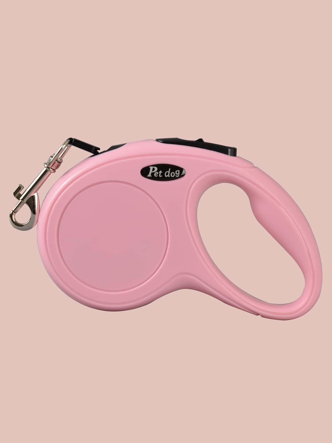 Automatic retractable pet leash in a plain multicolor design for outdoor walking with dogs or cats, made with stainless steel material.