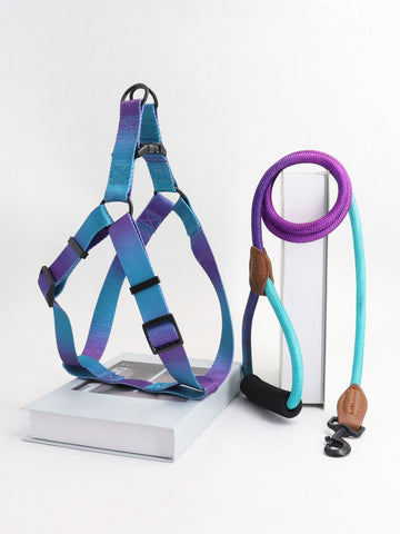 Supet multicolor colorblock pet vest harness with leash, adjustable chest and back walking set for cats and small to medium dogs