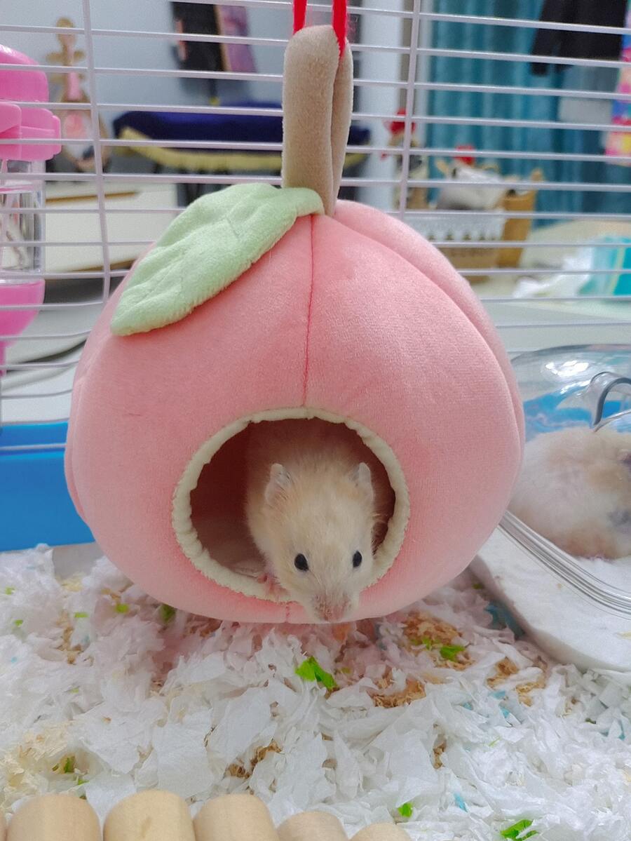 Pink peach design hamster bed made of polyester for small animals