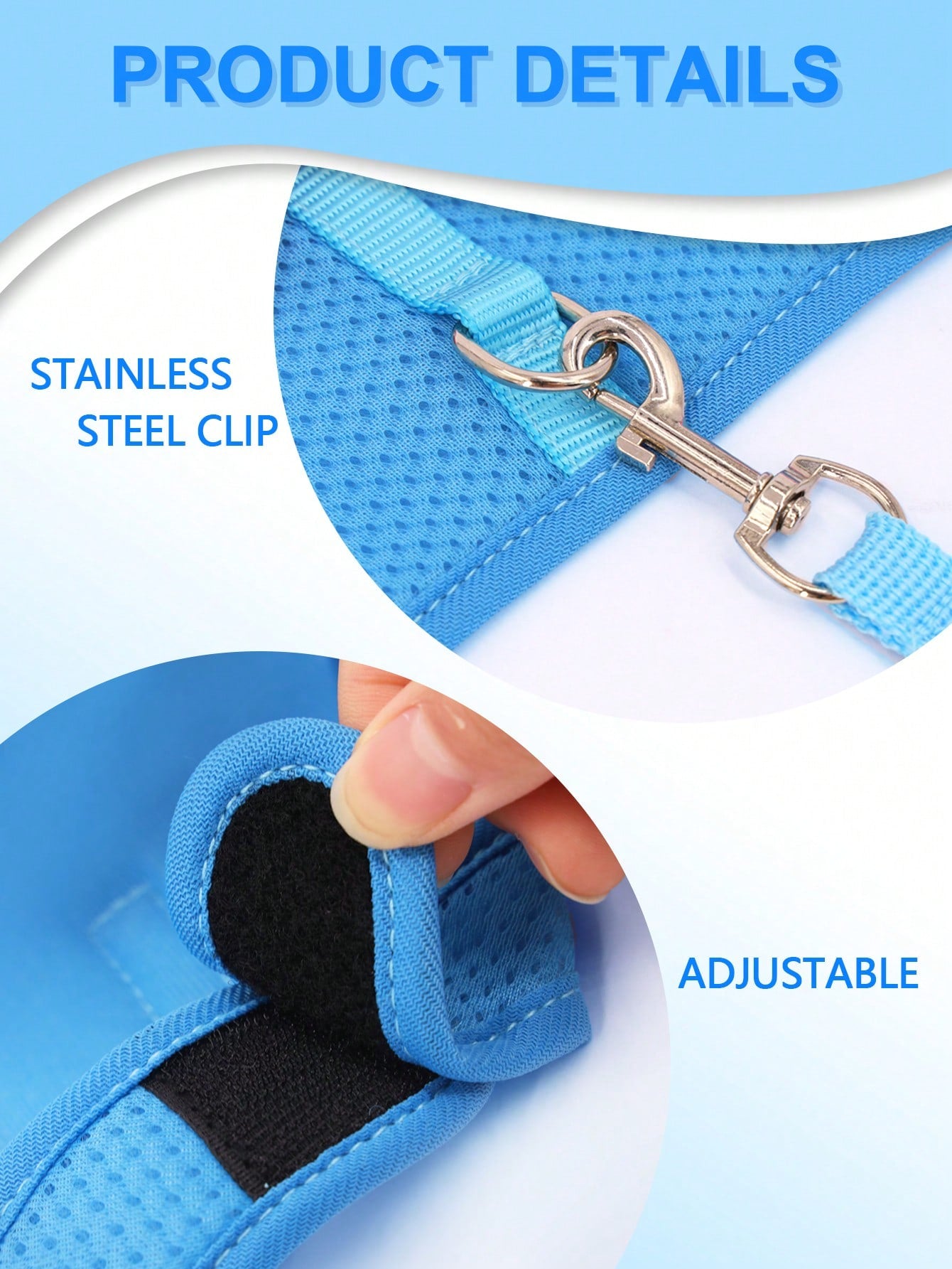 Supet breathable polyester rabbit harness and leash set for small animals in black, designed for supervised outdoor walking and handling.