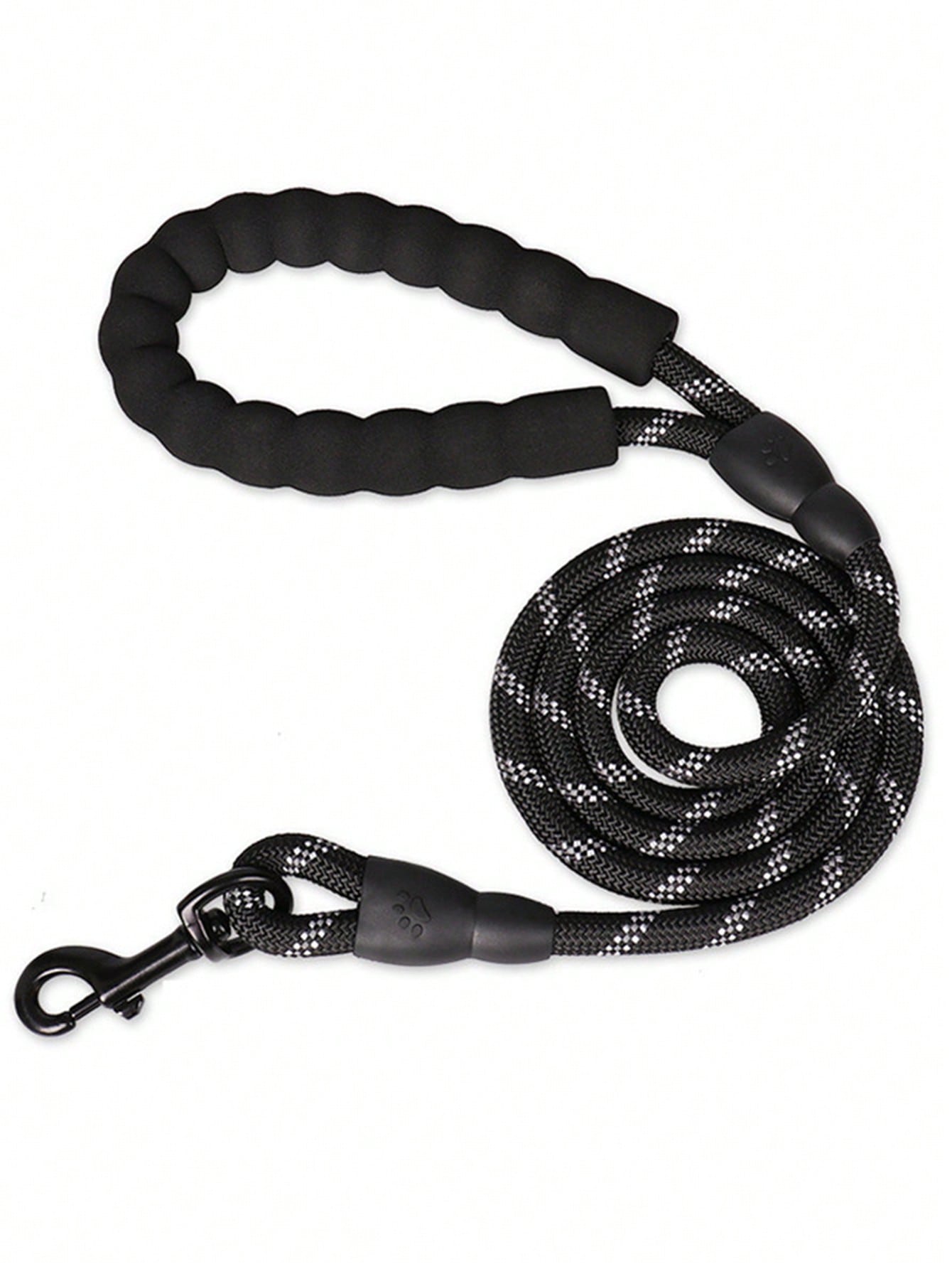 Black plain nylon reflective dog leash for outdoor walks