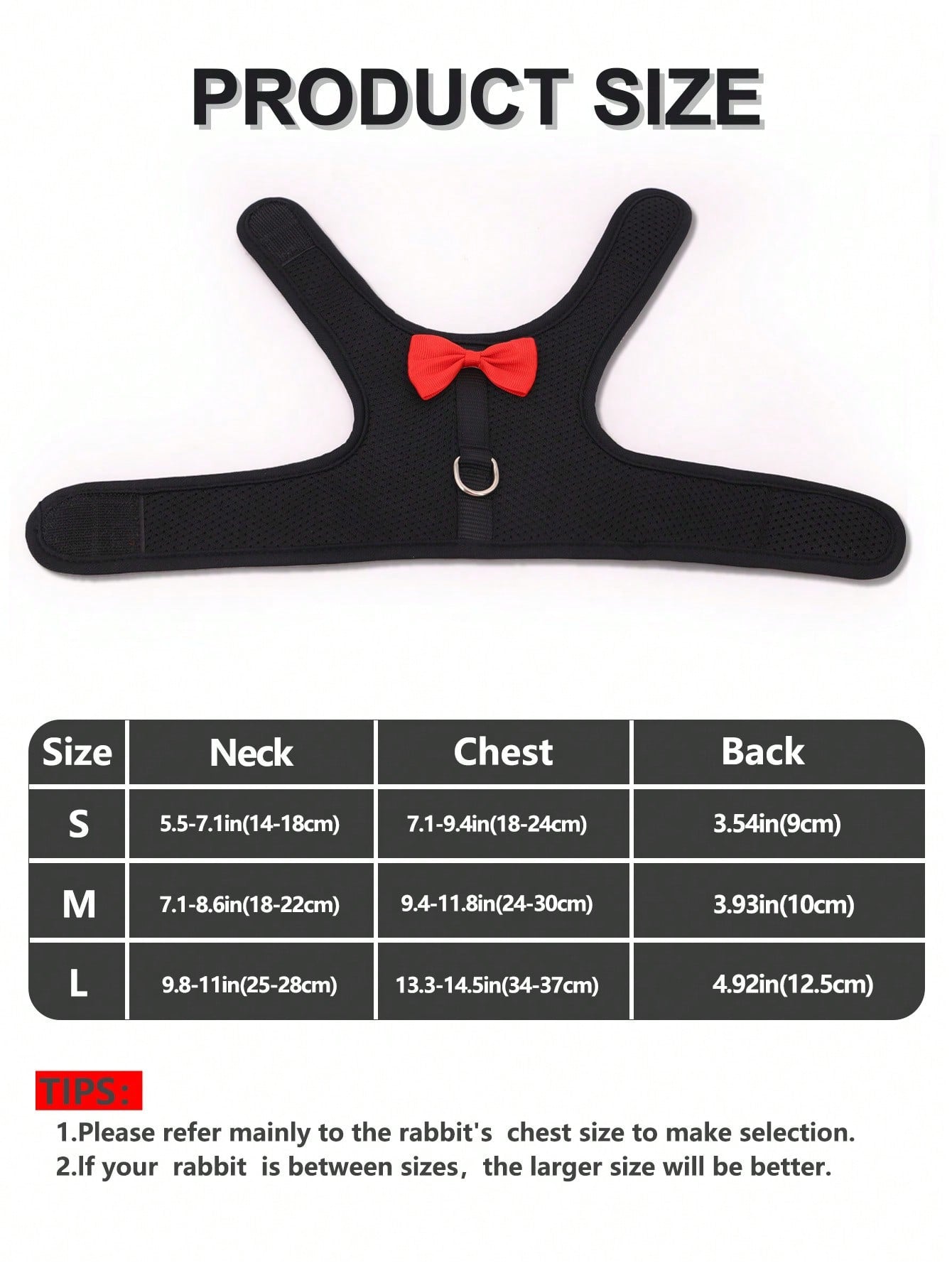 Supet breathable polyester rabbit harness and leash set for small animals in black, designed for supervised outdoor walking and handling.