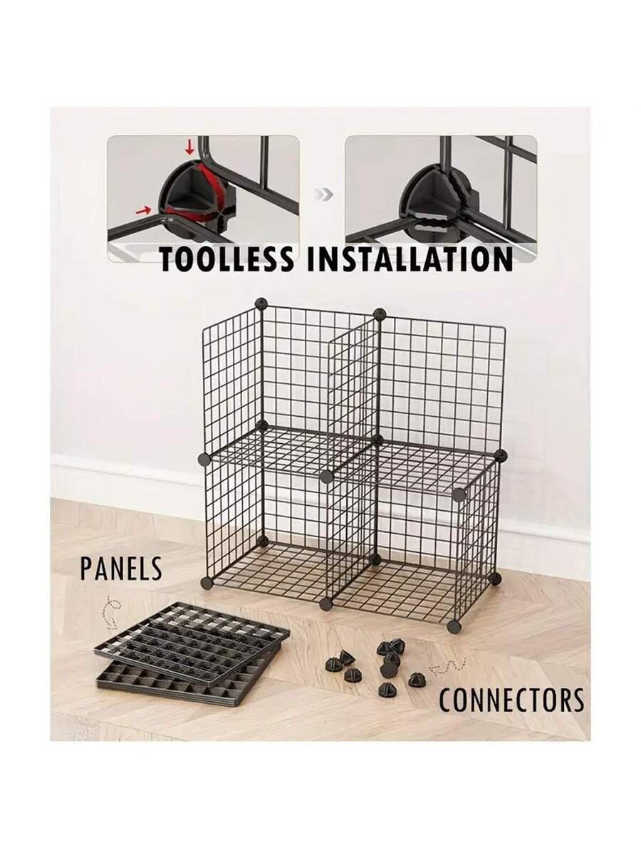 Black DIY iron wire panel pet fence modular enclosure for cats and dogs