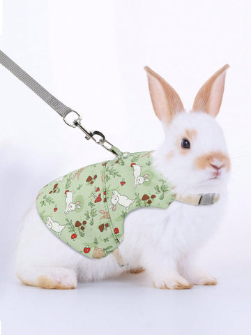 Supet printed breathable polyester harness and leash set for rabbits and small animals, designed for outdoor activities.