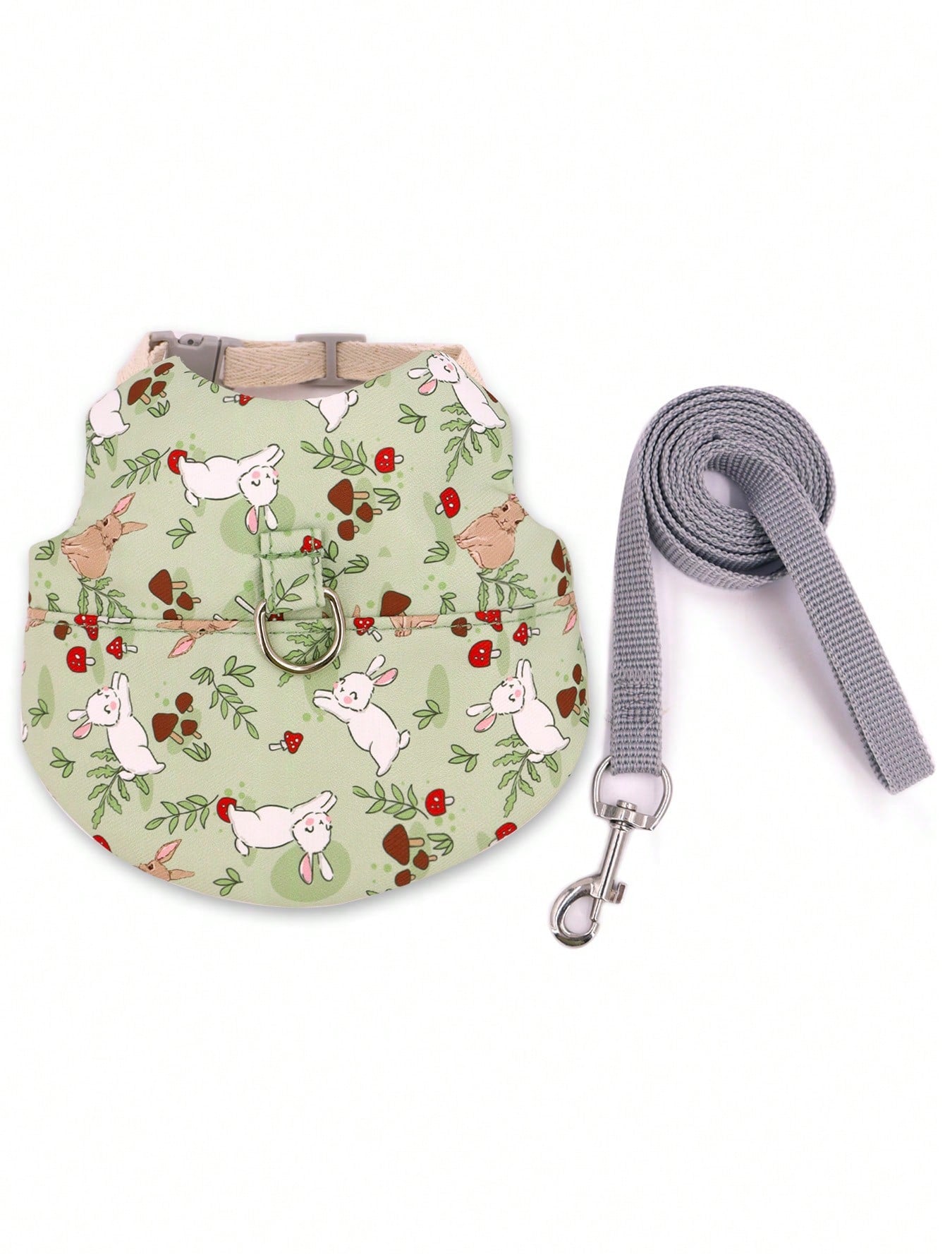 Supet printed breathable polyester harness and leash set for rabbits and small animals, designed for outdoor activities.