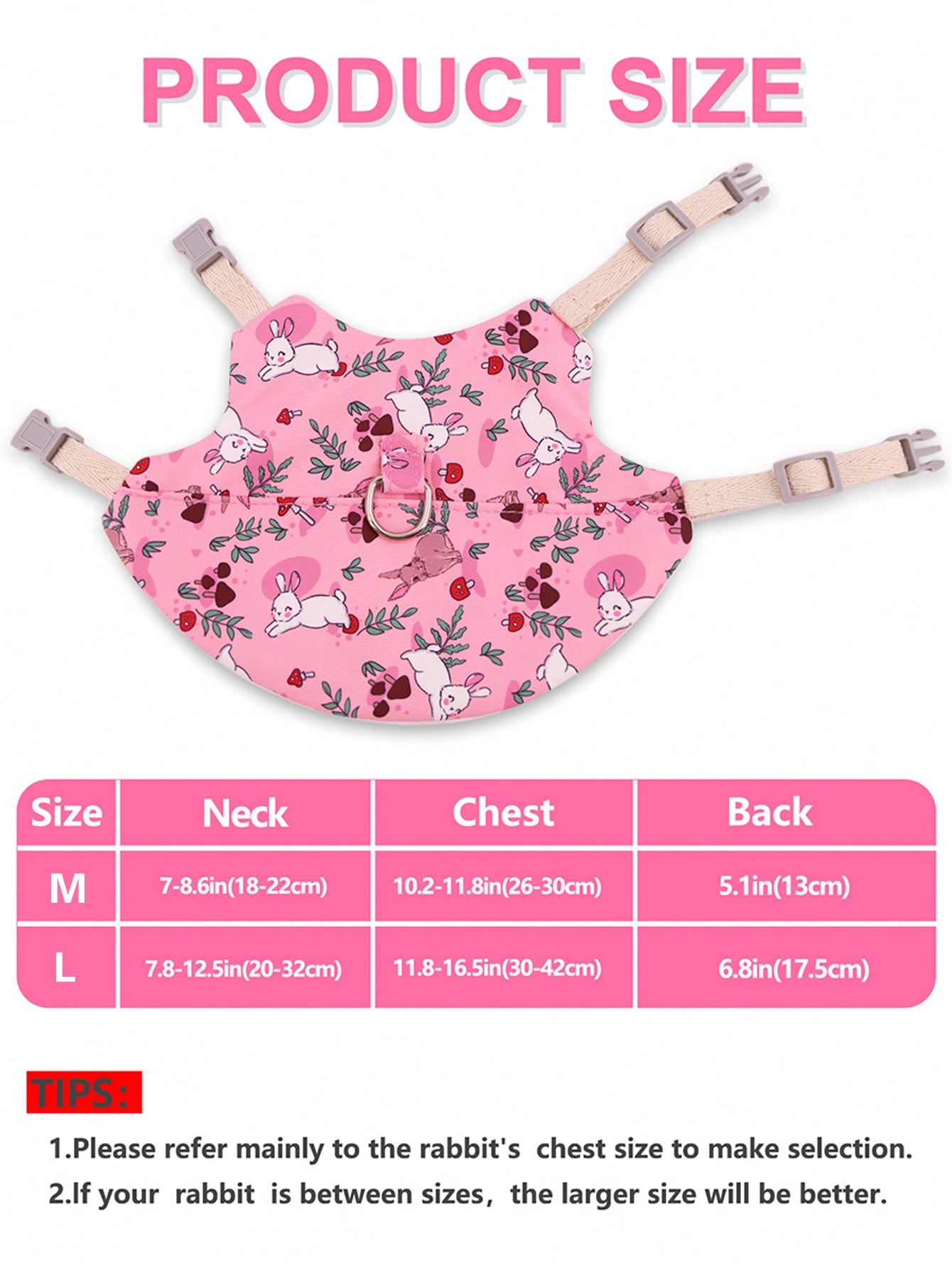 Supet printed breathable polyester harness and leash set for rabbits and small animals, designed for outdoor activities.