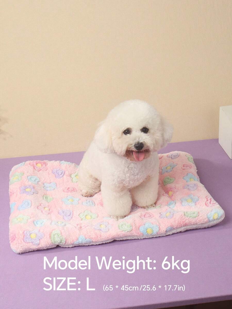 Thickened grey pet bed mat with pink star pattern designed for small and medium cats and dogs