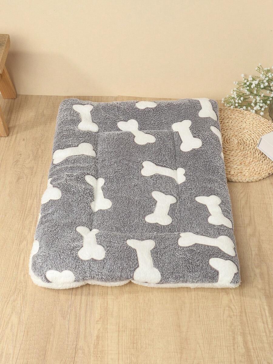 Thickened grey pet bed mat with pink star pattern designed for small and medium cats and dogs