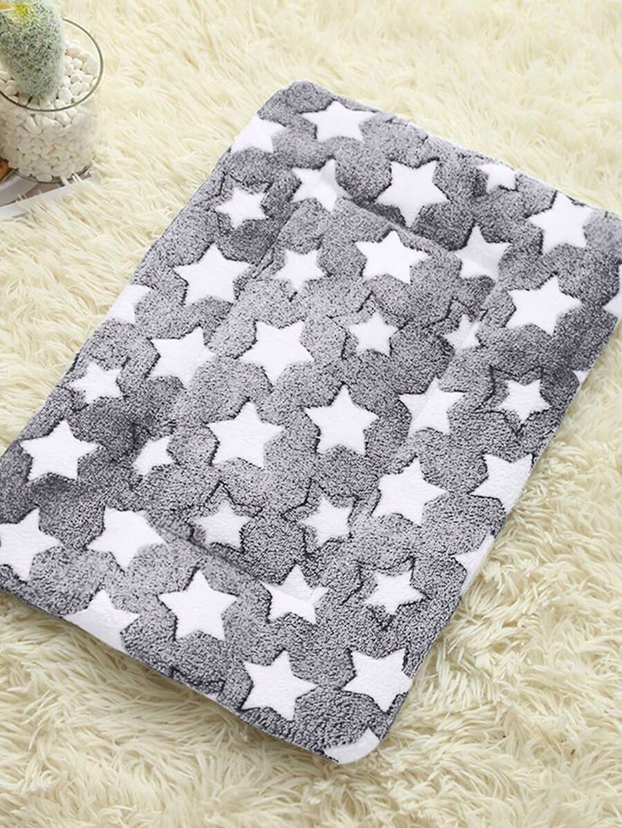 Grey thick pet blanket with geometric print for small and medium dogs and cats.