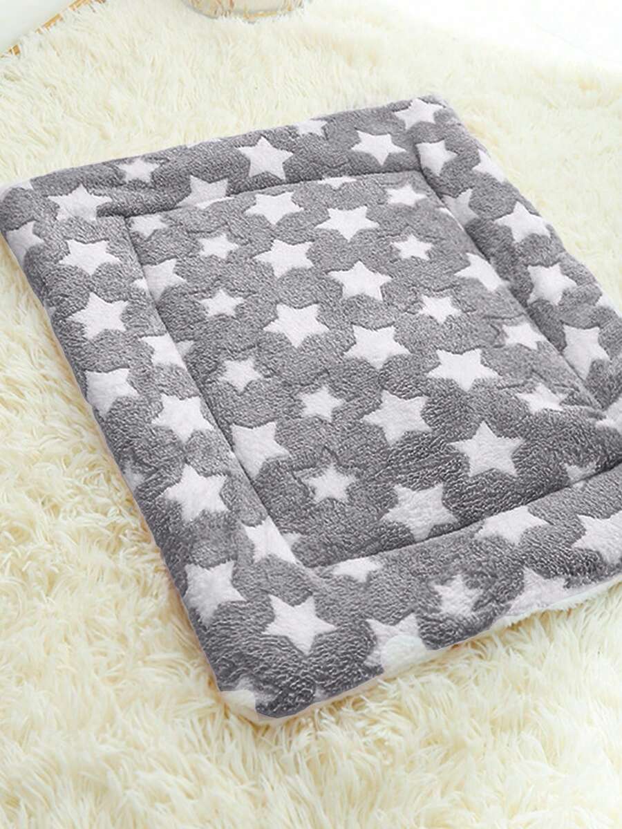 Grey thick pet blanket with geometric print for small and medium dogs and cats.