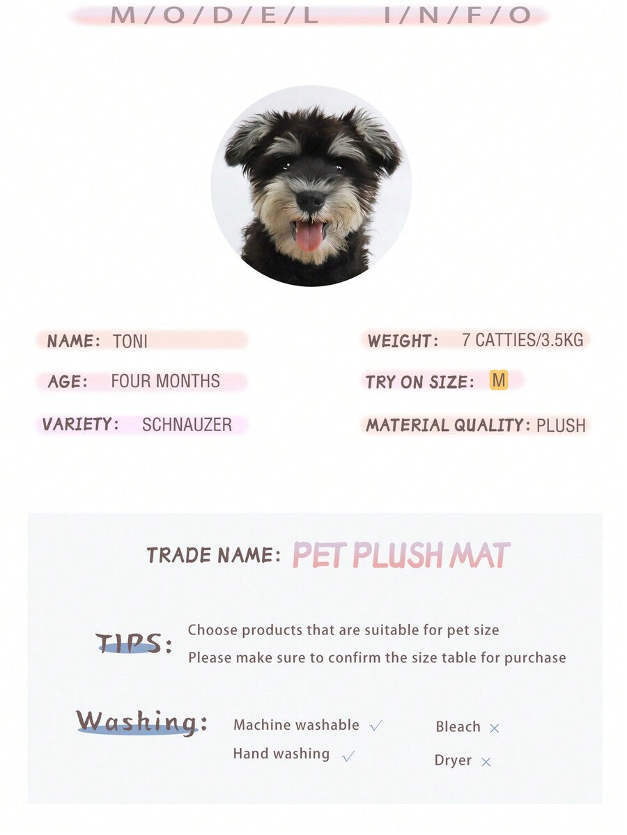 Washable dusty pink plush pet cage bed mat with cartoon pattern for dogs and cats featuring an anti-slip bottom.