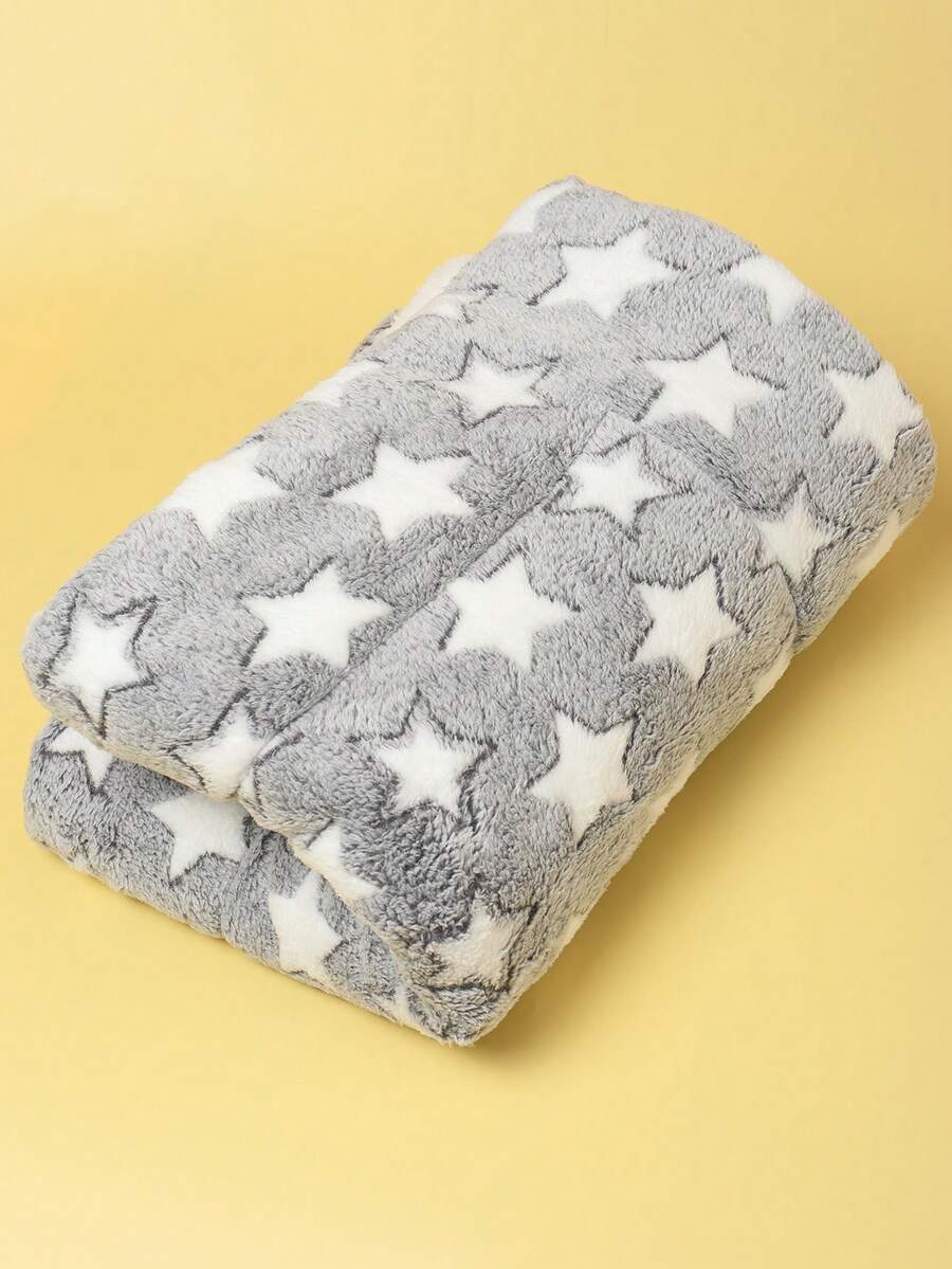 Thickened grey pet bed mat with pink star pattern designed for small and medium cats and dogs