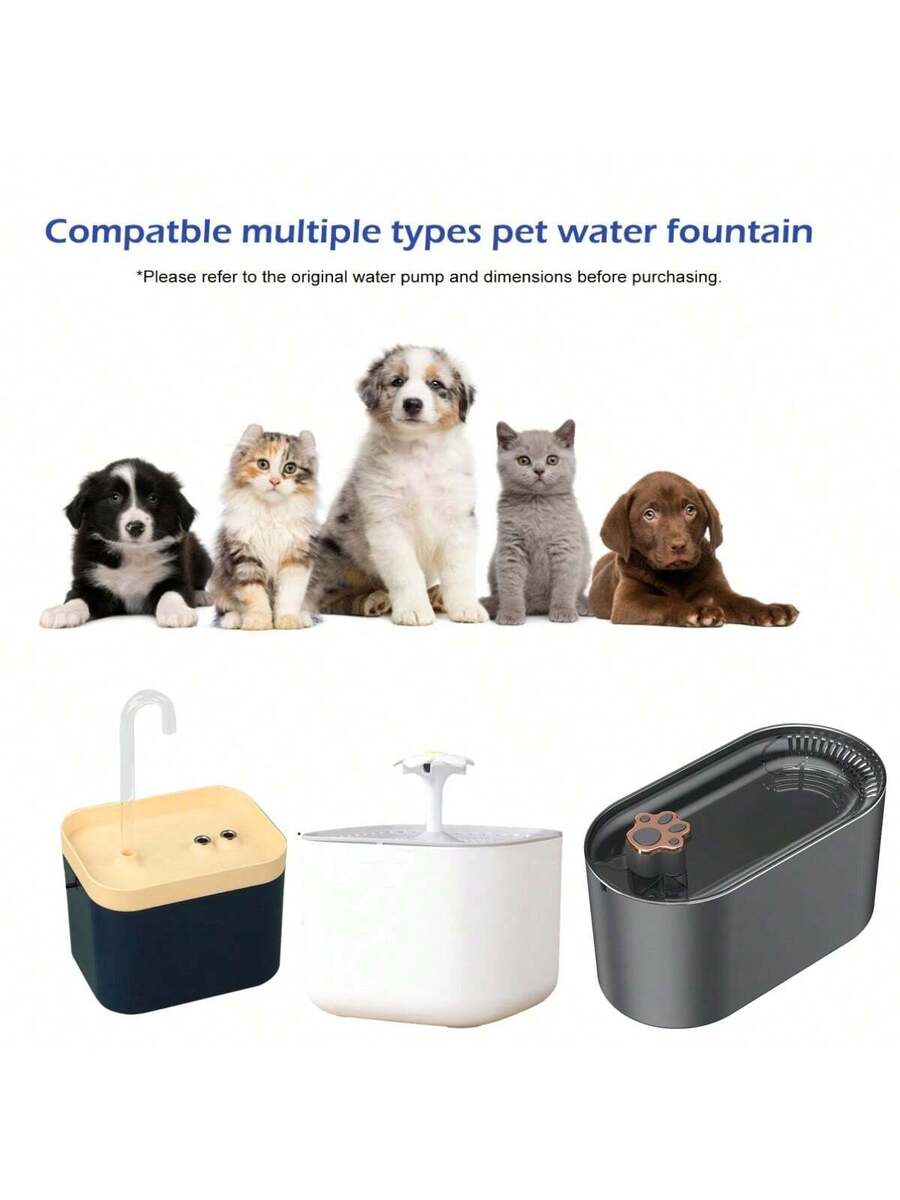 Multicolor mini USB water pump with dry run protection designed for pet drinking fountains and small aquariums.