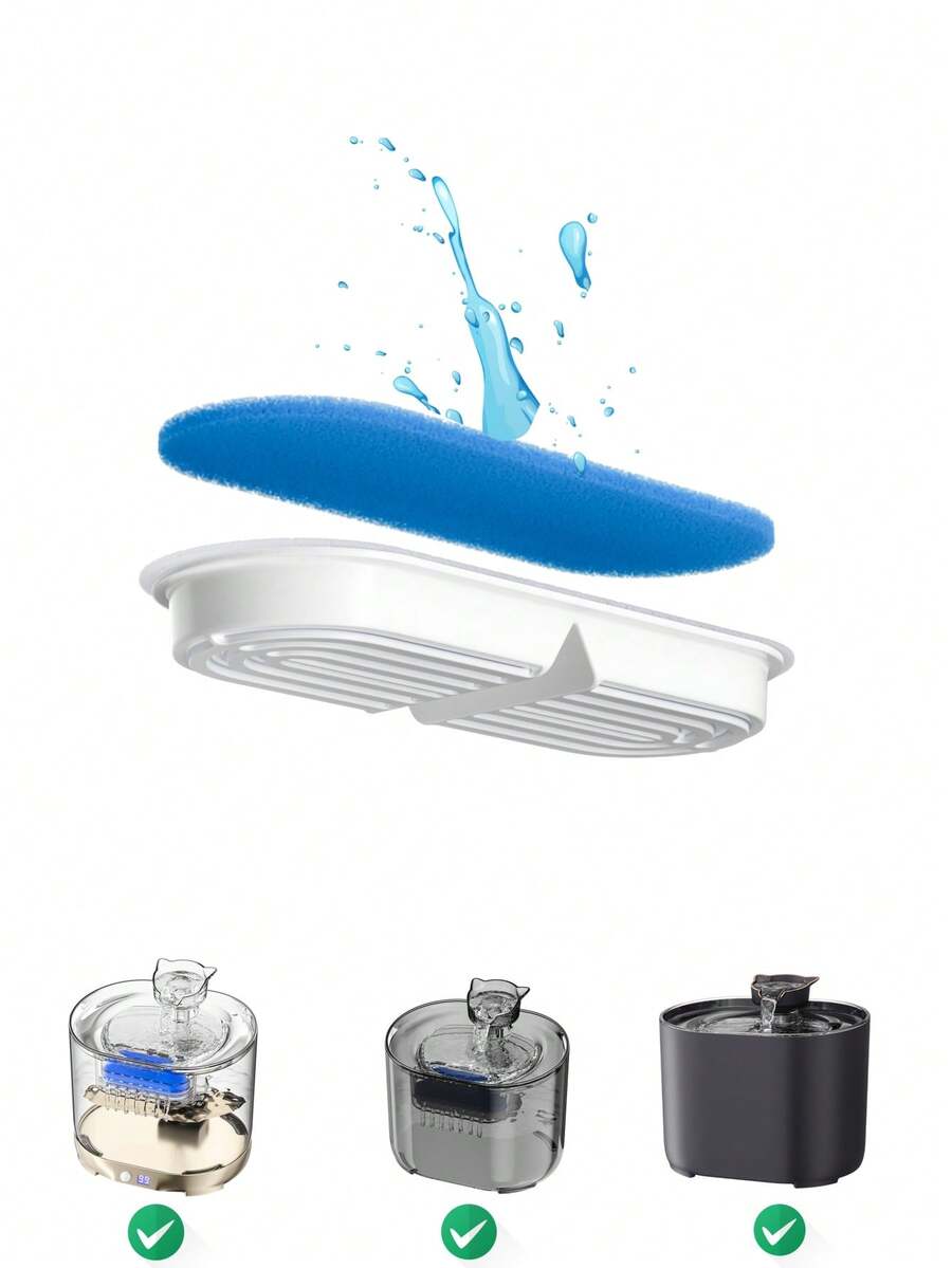Blue replacement filter cartridge for pet automatic water fountains suitable for small and medium cats and dogs.
