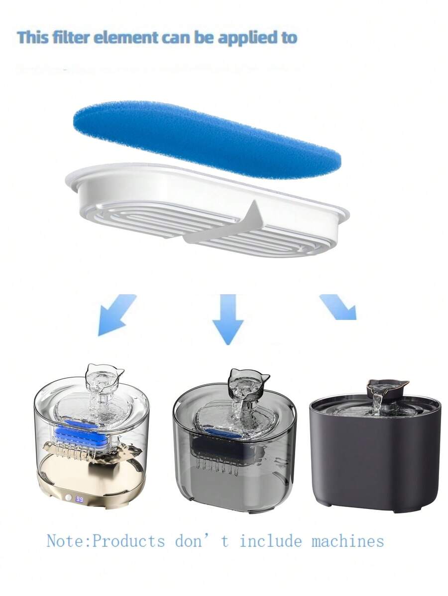 Blue replacement filter cartridge for pet automatic water fountains suitable for small and medium cats and dogs.