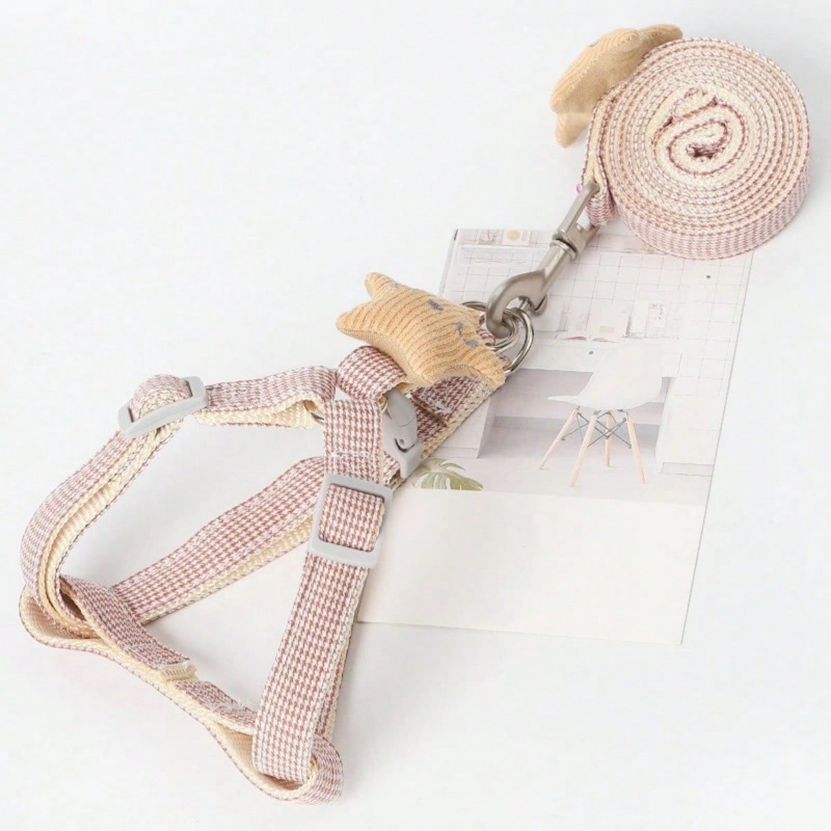 1set Pet Leash And Harness Vest For Small And Medium Sized Dogs, Teddy, Pomeranian, Etc.