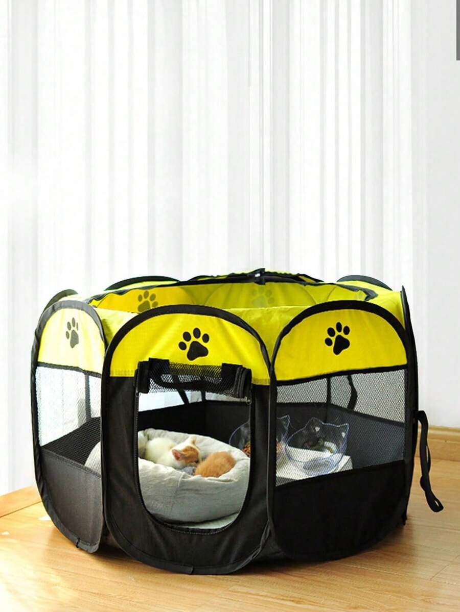 Multicolor octagonal pet tent bed made of scratch-resistant polyester fabric for dogs and cats