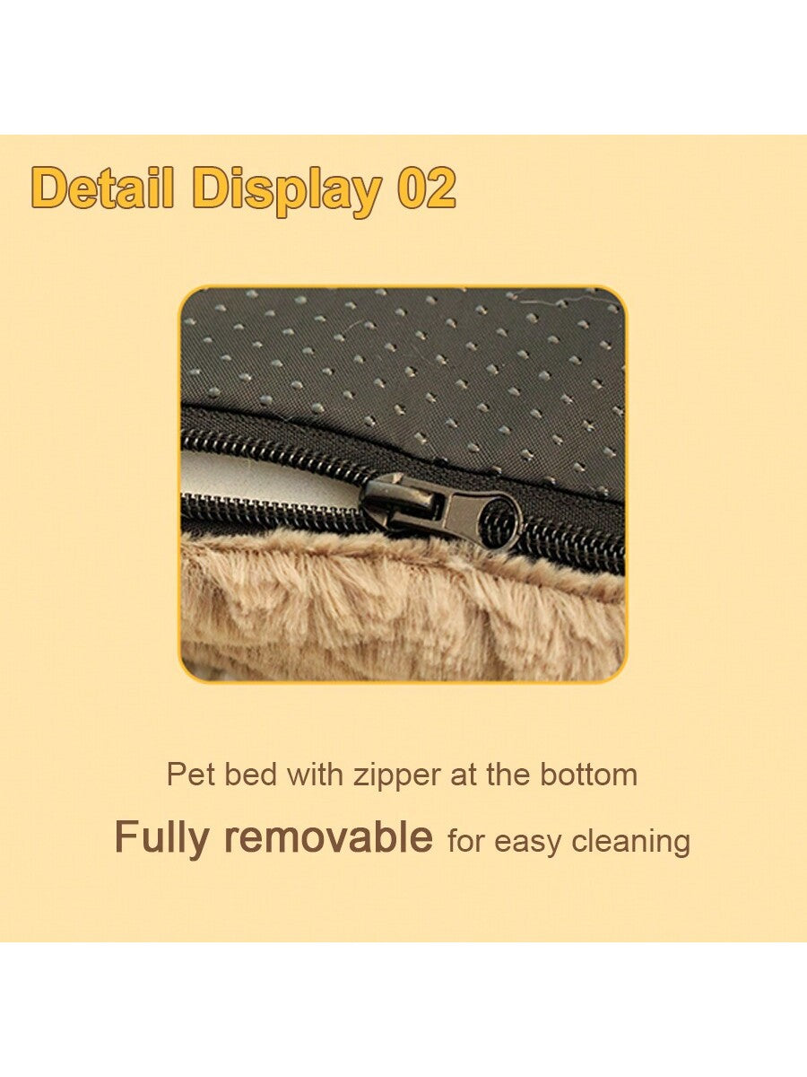 Multicolor short plush pet bed mat with removable washable cover and wavy sponge filling for dogs and cats