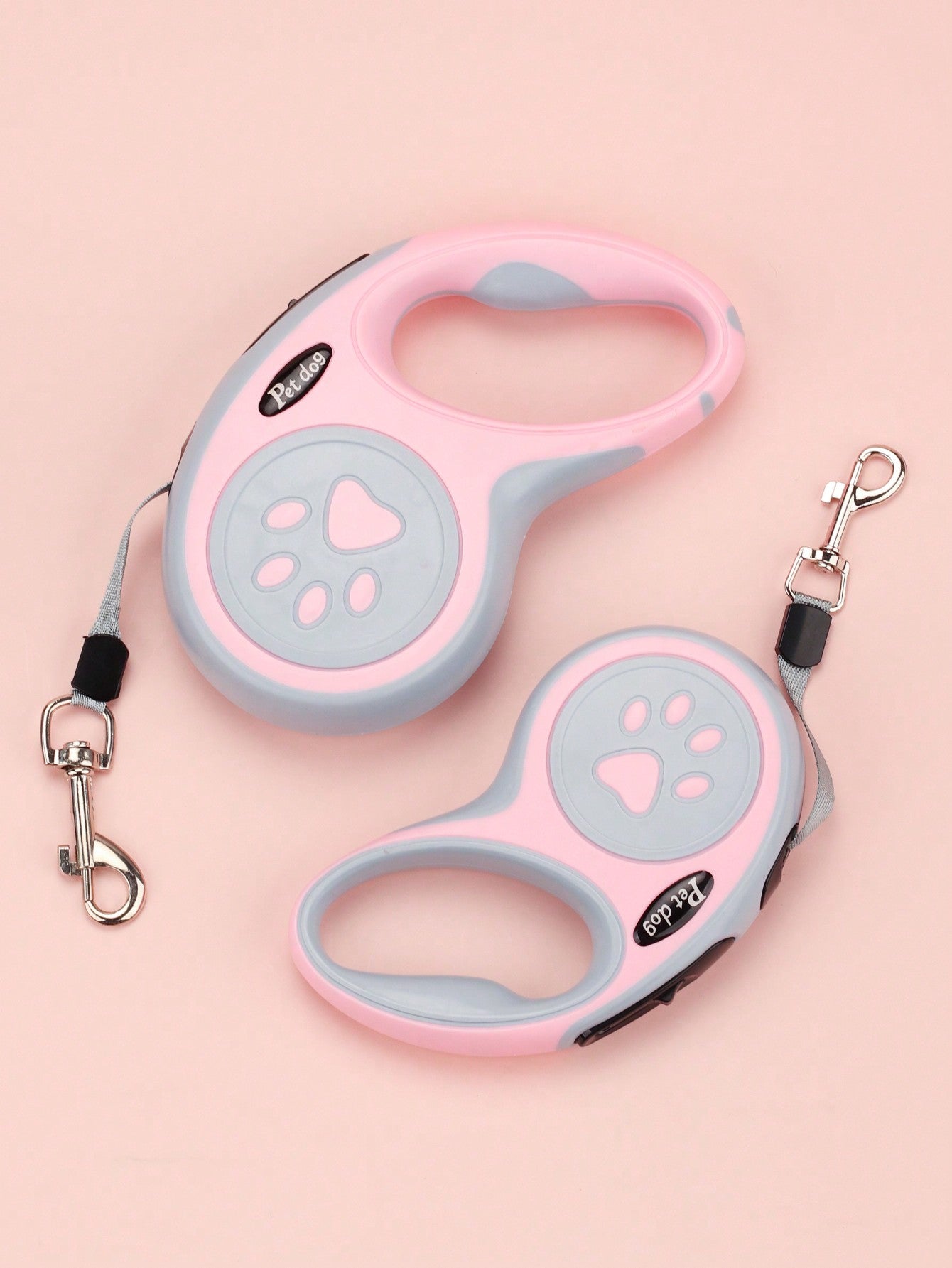 Multicolor retractable dog leash with cartoon and colorblock pattern, ABS body, available in 3m/5m length for small and medium dogs
