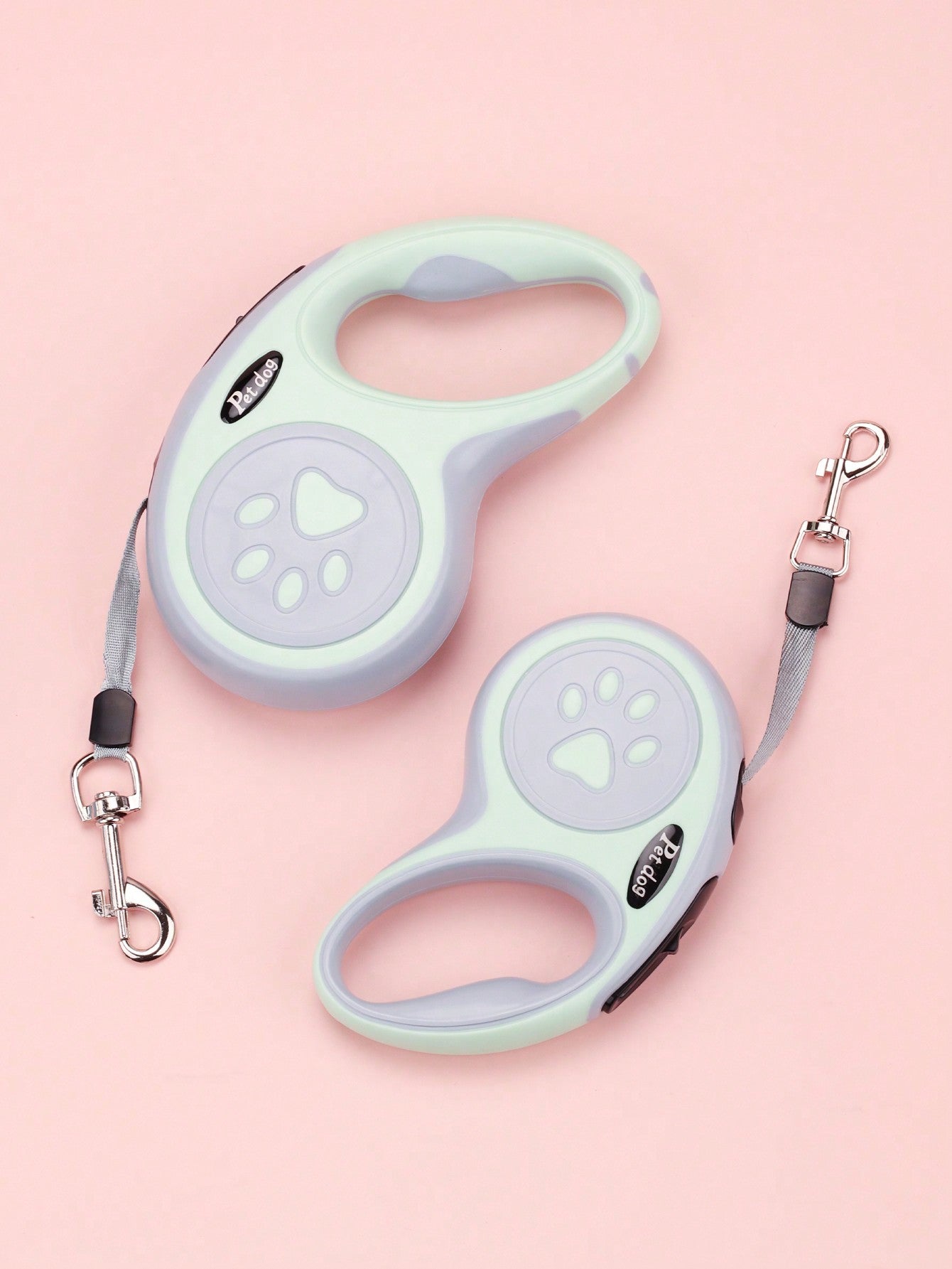 Multicolor retractable dog leash with cartoon and colorblock pattern, ABS body, available in 3m/5m length for small and medium dogs