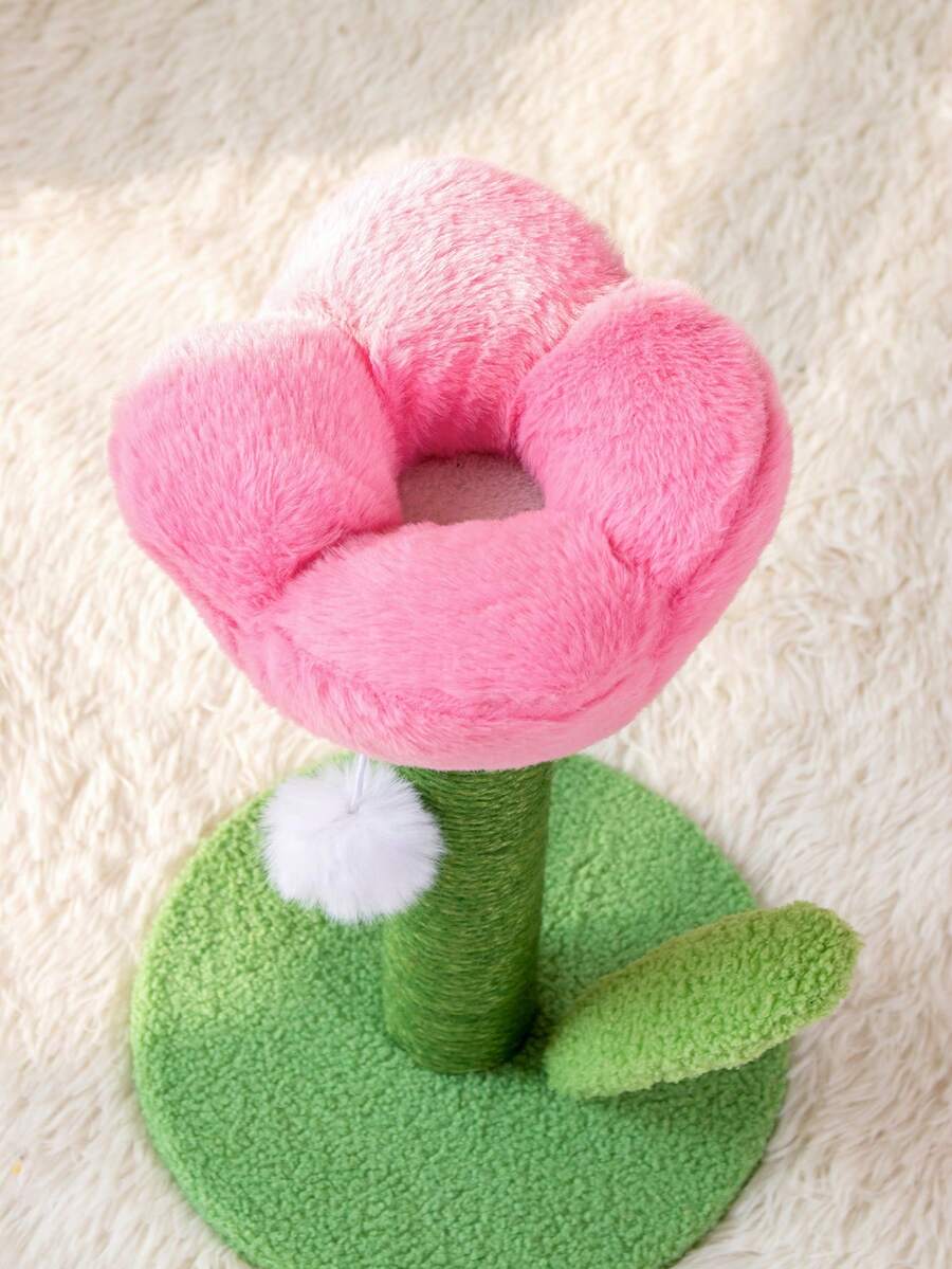Multicolor tulip-shaped cat scratching post board wrapped with sisal rope