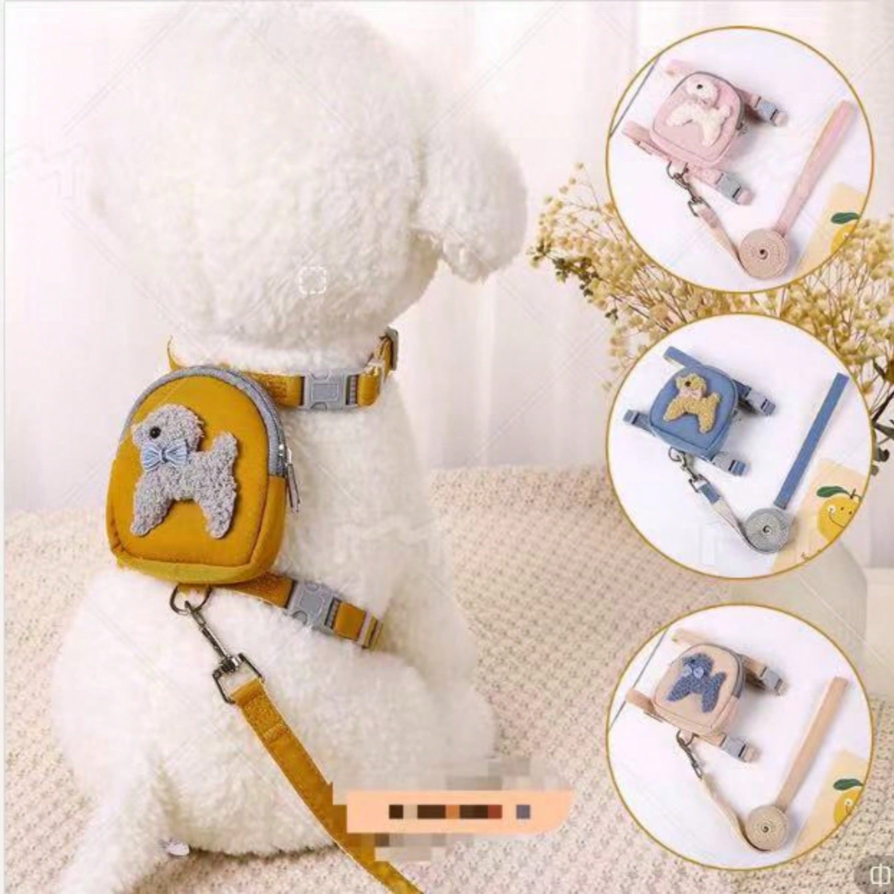 Multicolor Halloween polyester pet carrier backpack set with leash, chest and back strap, and snack bag for cats and dogs