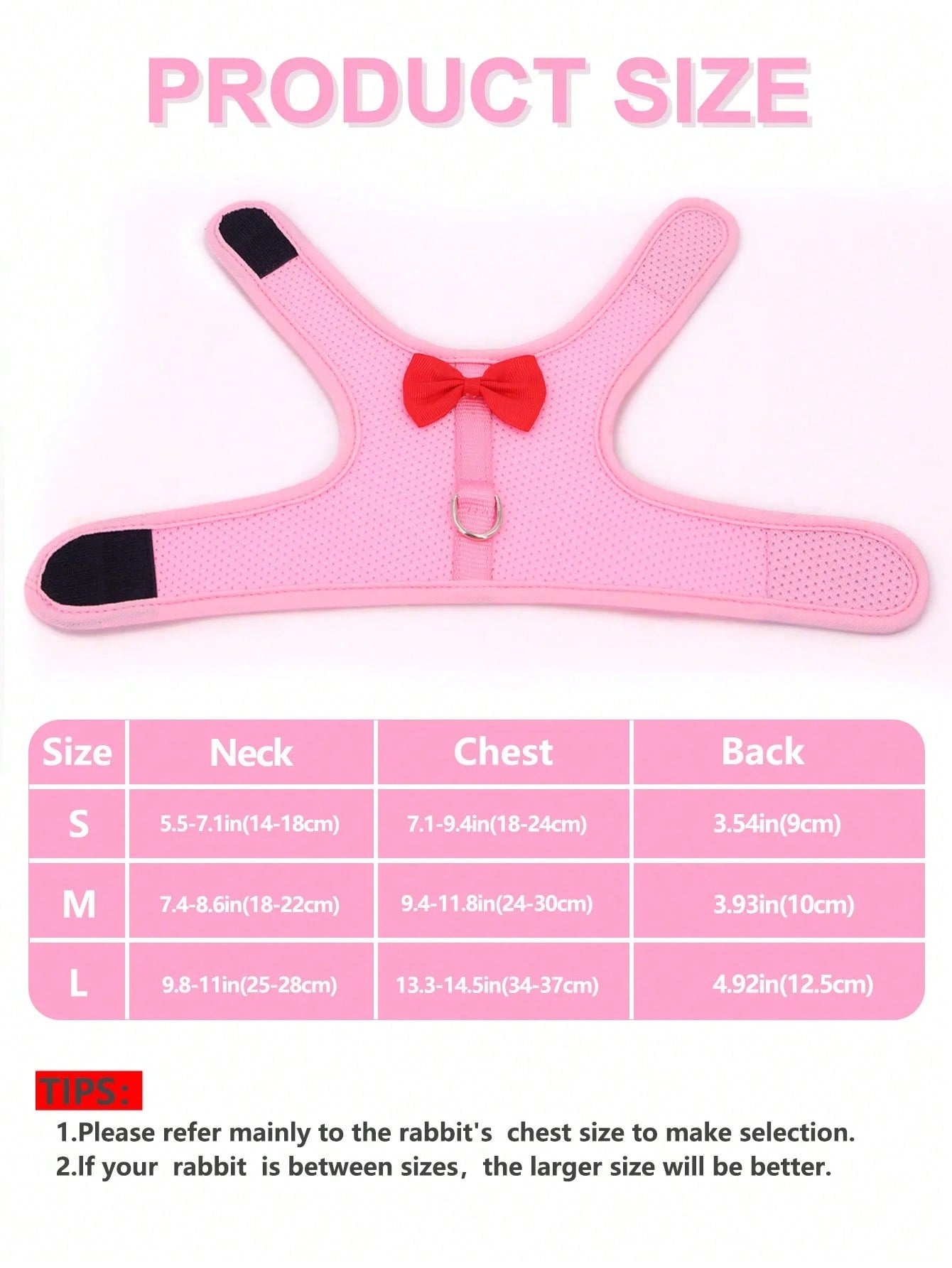Multicolor breathable polyester rabbit harness and leash set for small animals