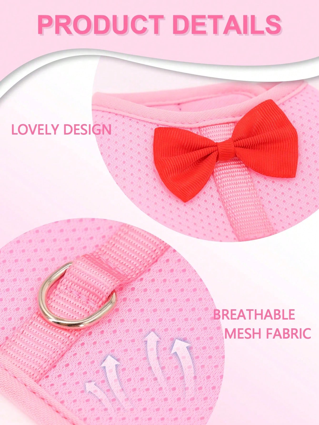 Multicolor breathable polyester rabbit harness and leash set for small animals