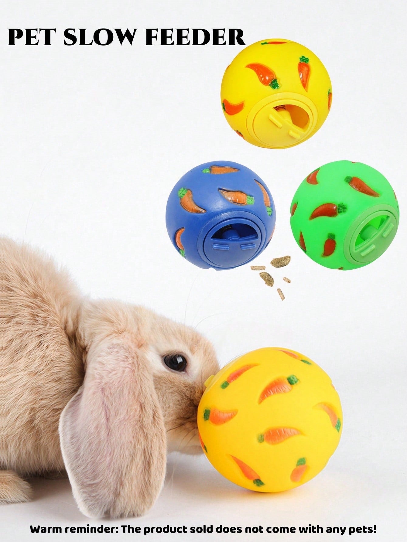 Multicolor small pet toy set featuring a carrot-shaped slow feeder food dispenser and an expandable telescopic play tunnel made of Polyvinyl Chloride for hamsters, bunnies, ferrets, and sugar gliders.