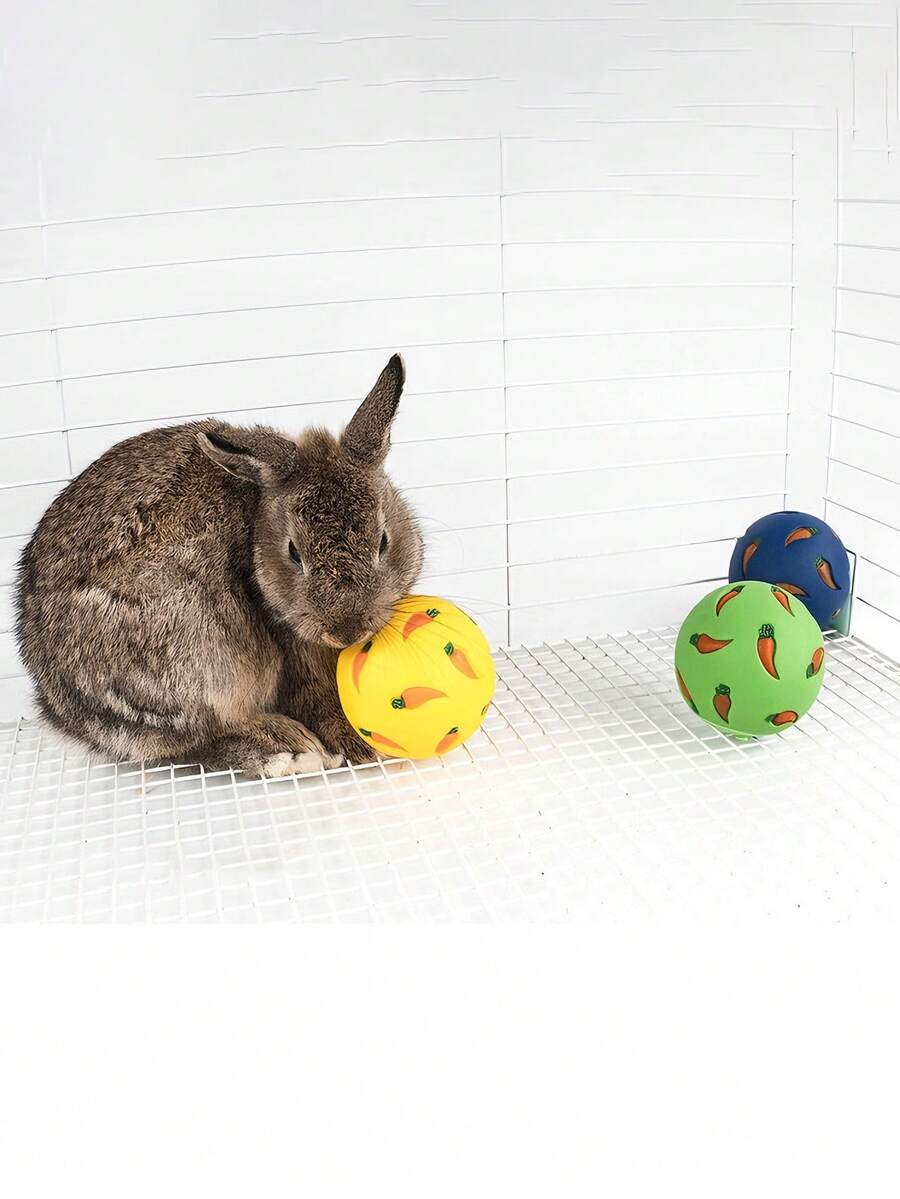 Multicolor small pet toy set featuring a carrot-shaped slow feeder food dispenser and an expandable telescopic play tunnel made of Polyvinyl Chloride for hamsters, bunnies, ferrets, and sugar gliders.