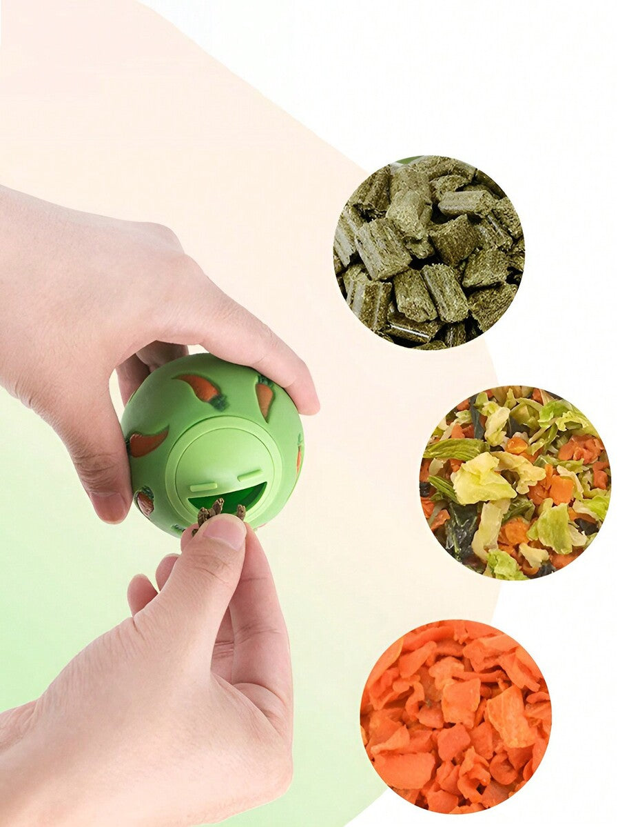Multicolor small pet toy set featuring a carrot-shaped slow feeder food dispenser and an expandable telescopic play tunnel made of Polyvinyl Chloride for hamsters, bunnies, ferrets, and sugar gliders.