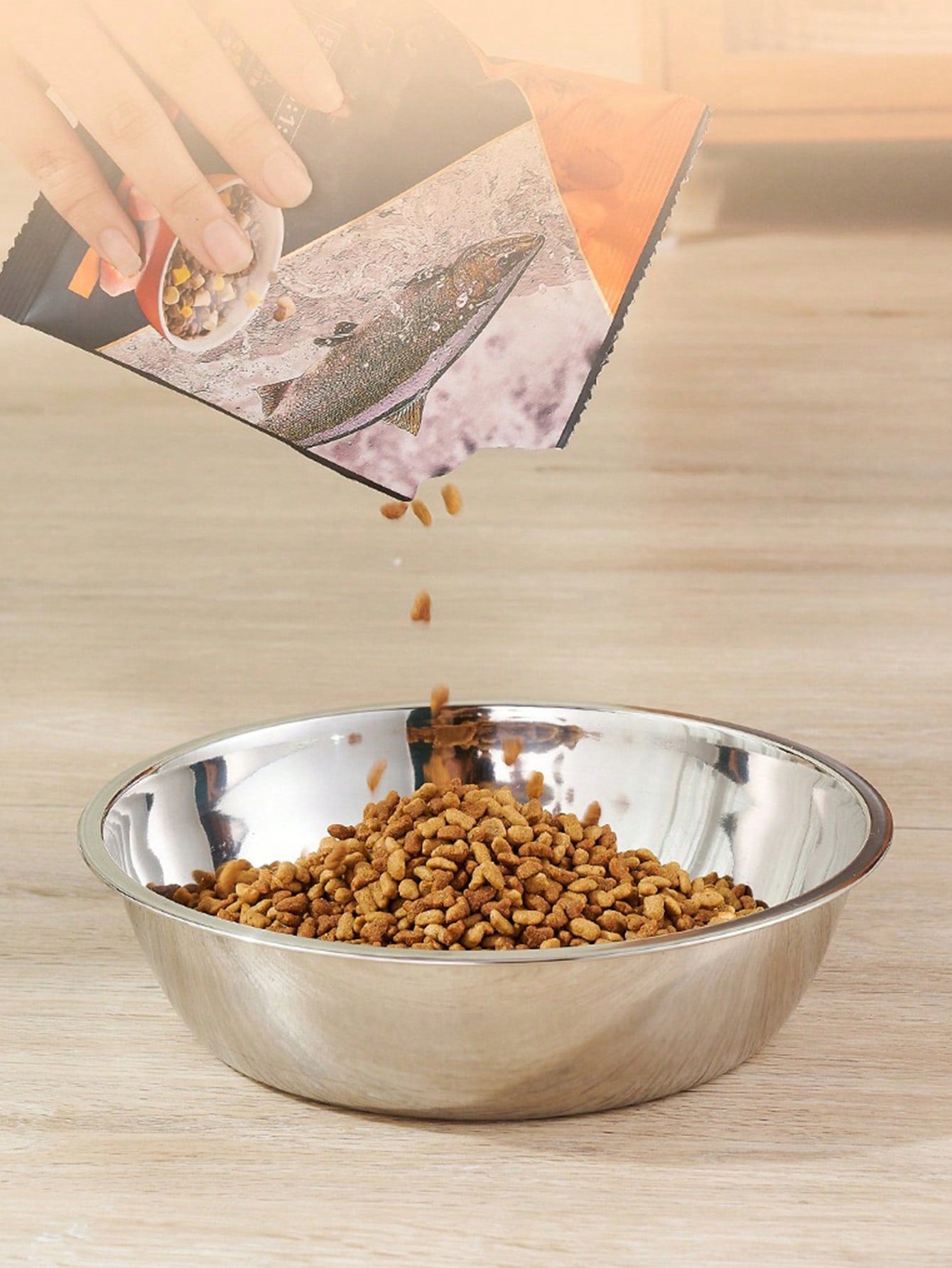 1pc/2pcs Cat/Dog Stainless Steel Bowl, Pet Food & Water Bowl, Anti-Slip Anti-Bite Durable