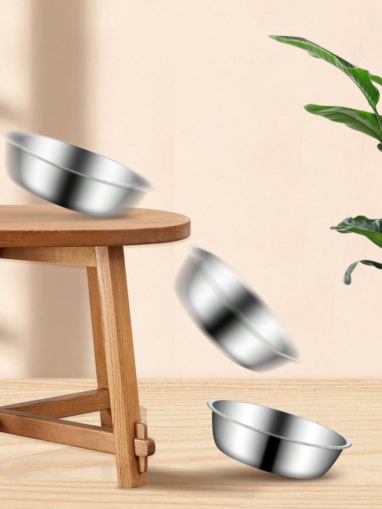 1pc/2pcs Cat/Dog Stainless Steel Bowl, Pet Food & Water Bowl, Anti-Slip Anti-Bite Durable