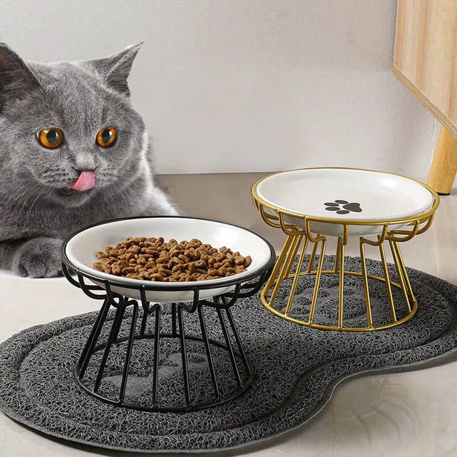 shuo ni mao yi Pet Ceramic Bowl Nordic Cat Bowl High Foot Ceramic Cat Food Bowl Snack Can Prevent Cervical Spondylosis And Overturning Cat Food Bowl Feeding Tray