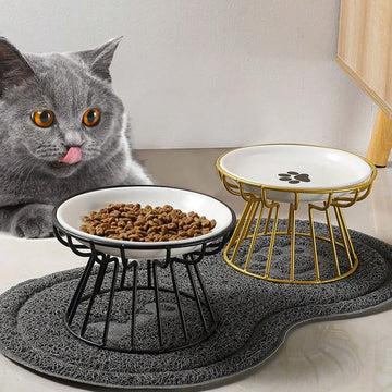shuo ni mao yi Pet Ceramic Bowl Nordic Cat Bowl High Foot Ceramic Cat Food Bowl Snack Can Prevent Cervical Spondylosis And Overturning Cat Food Bowl Feeding Tray