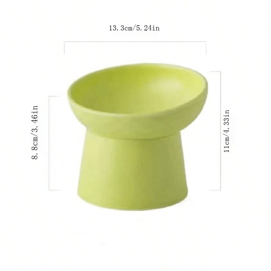 1pc Ceramic Cat Bowl With Raised Stand And Slanted Edge, Protect Cat Neck, Anti-Black Chin,Black Cat Feeder