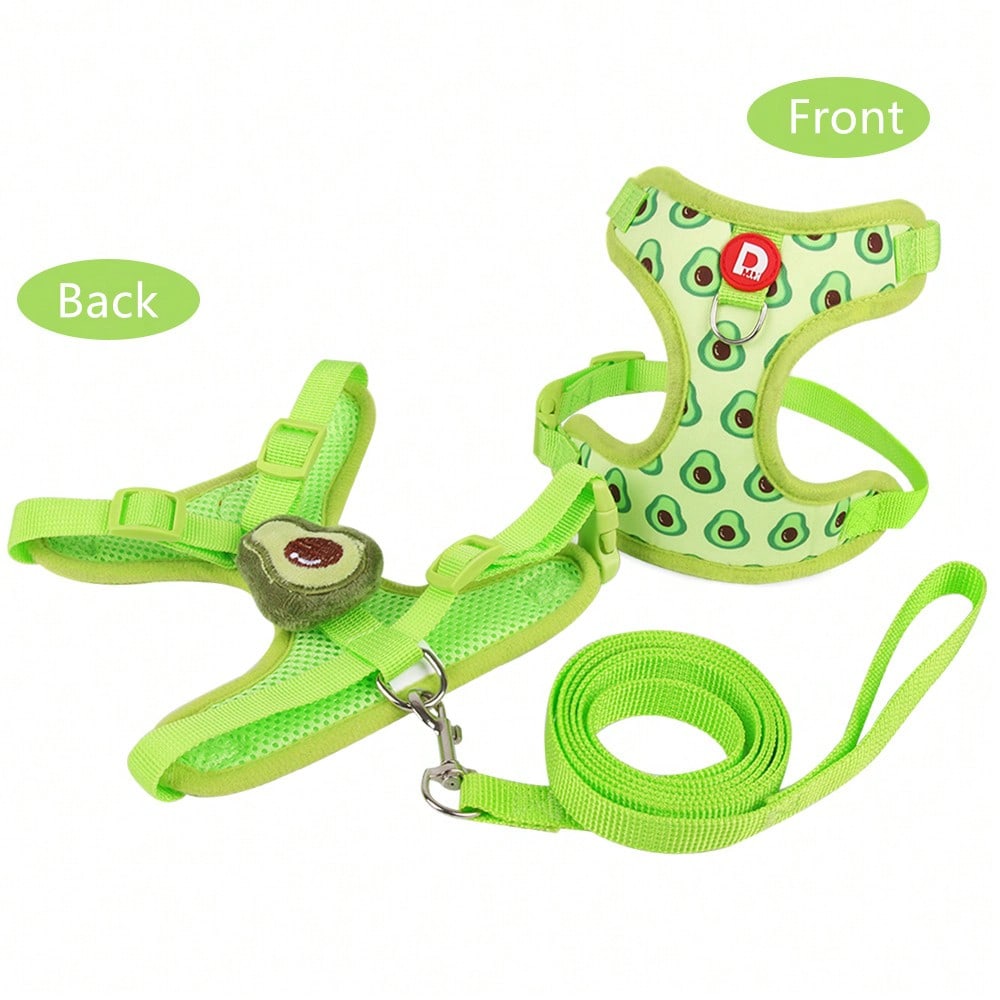 Adjustable polyester pet harness and leash set for cats and small dogs, designed as an anti-escape walking vest for outdoor use.