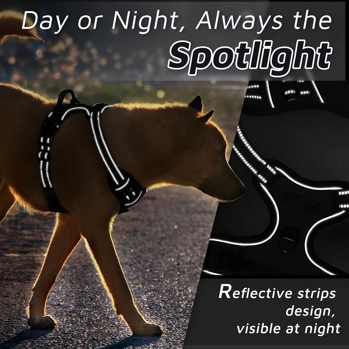 Reflective dog harness and 1.5m leash set with breathable colorblock polyamide chest strap for cats, puppies, and small to large dogs