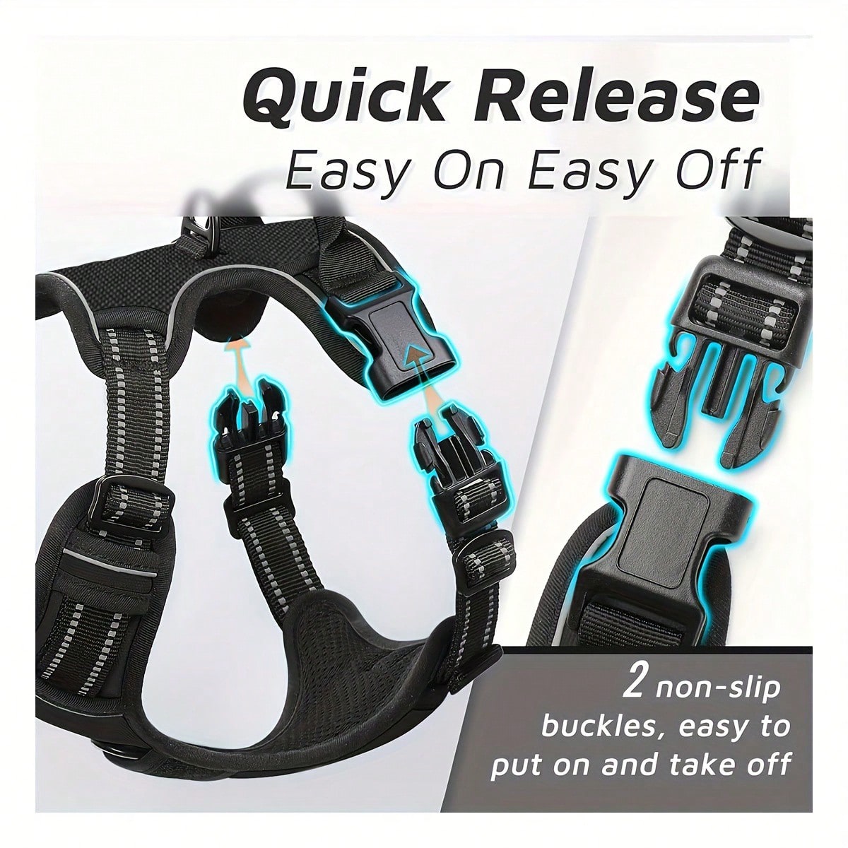 Reflective dog harness and 1.5m leash set with breathable colorblock polyamide chest strap for cats, puppies, and small to large dogs