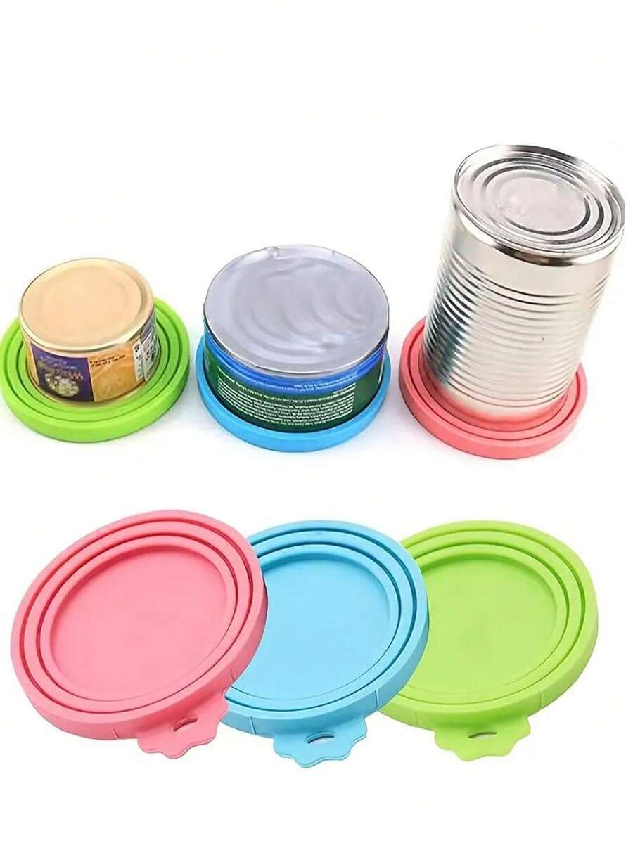 Multicolor silicone pet food can cover featuring cartoon animal patterns for cat and dog food cans