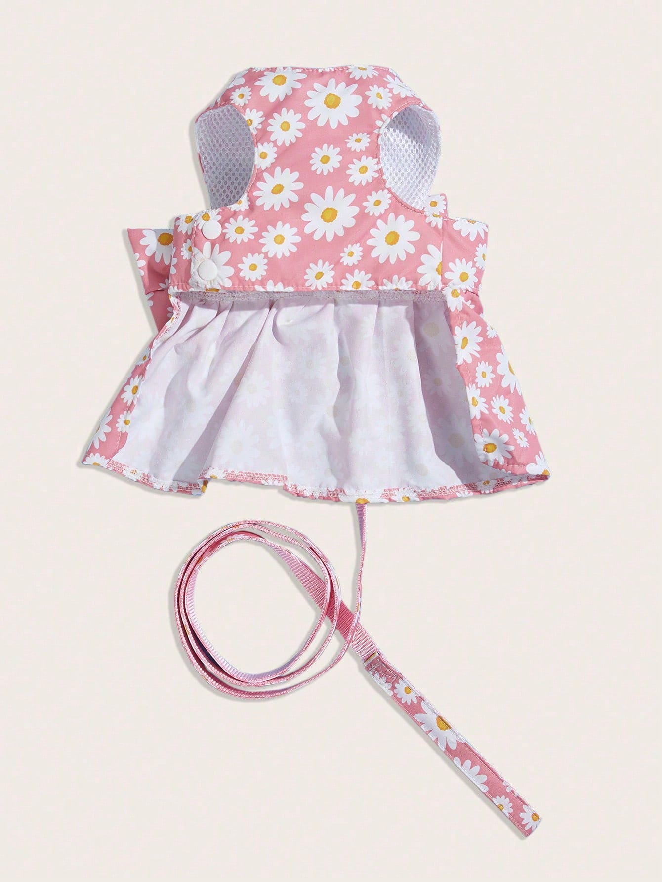 Multicolor daisy floral printed pet collar and leash set with bowknot detail for cats and dogs