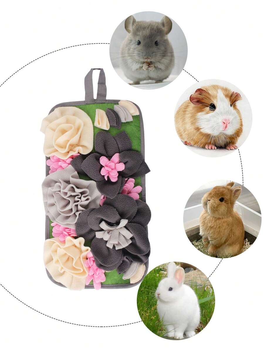 A 100% polyester small pet sniffing and slow feeder mat for rabbits and hamsters.