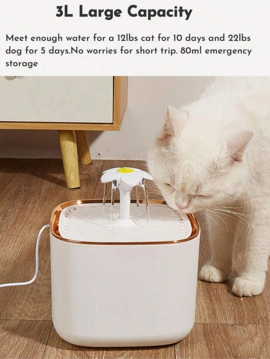 3L automatic pet water fountain in multicolor PP material with USB power cable for cats and dogs
