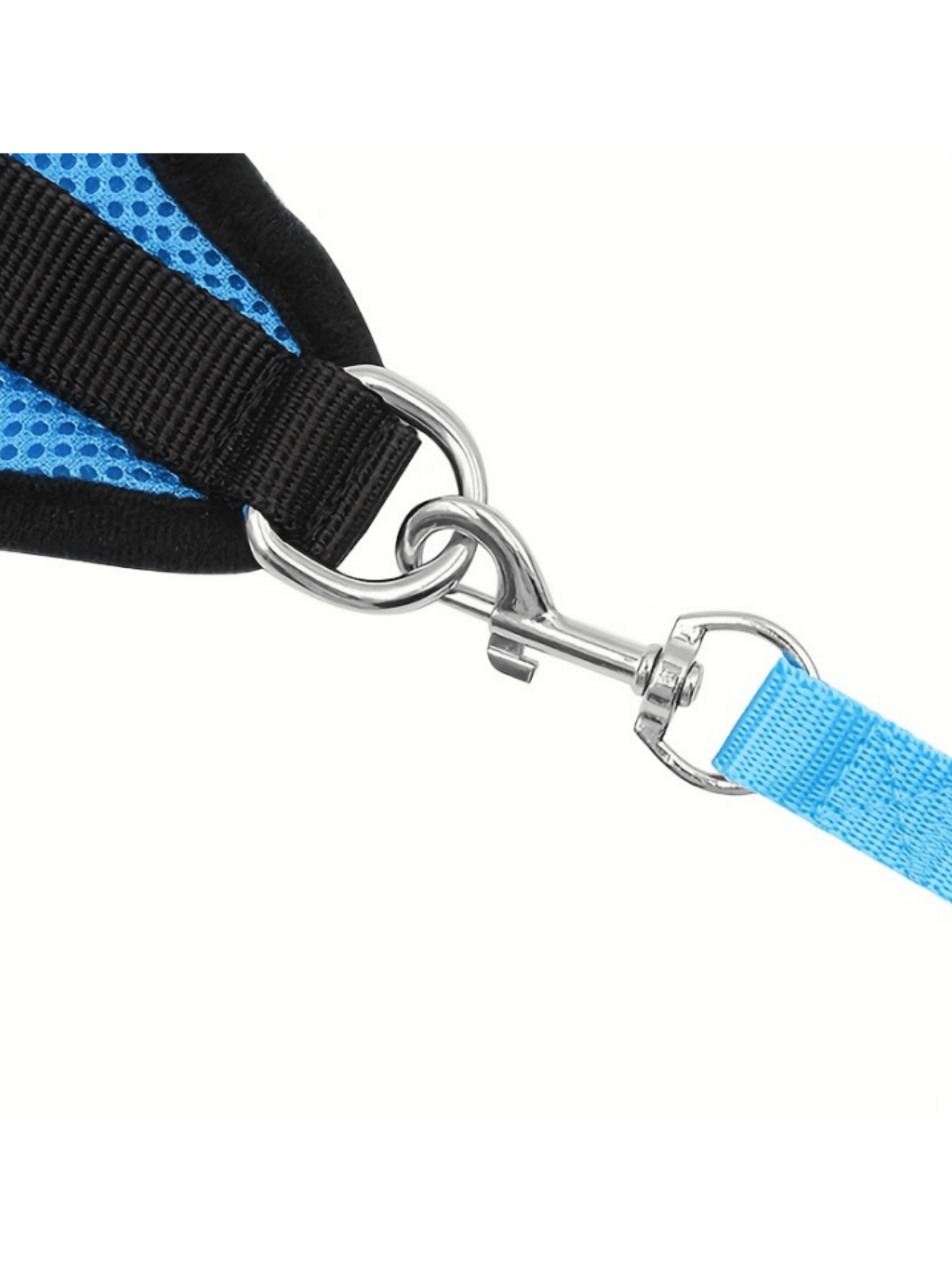 Pet cat and dog leash set with adjustable escape-proof harness, reflective safety strap, collar, and soft breathable polyester mesh