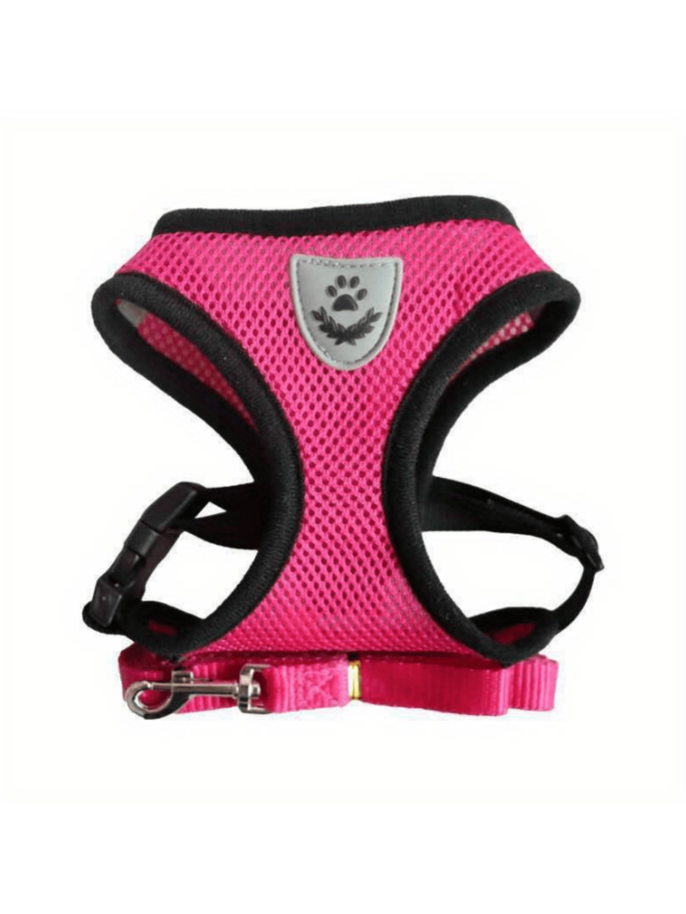 Pet cat and dog leash set with adjustable escape-proof harness, reflective safety strap, collar, and soft breathable polyester mesh