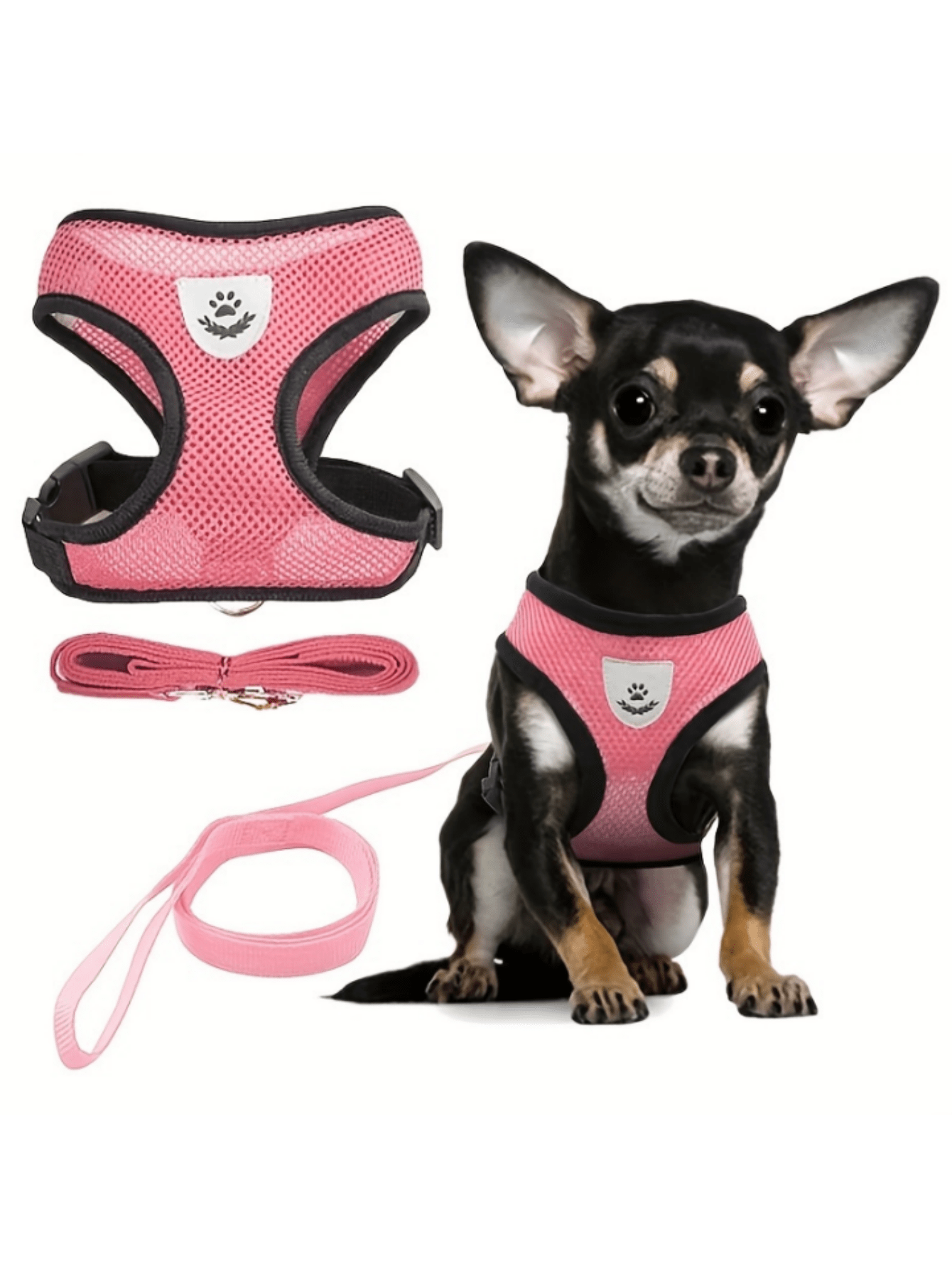 Multicolor polyester pet dog harness and leash set with cartoon dinosaur pattern for small and medium cats and dogs outdoors