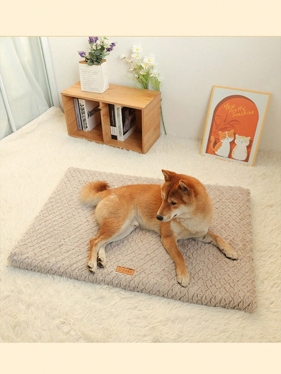 Pink memory foam pet bed cushion with removable polyester cover for cats and dogs.