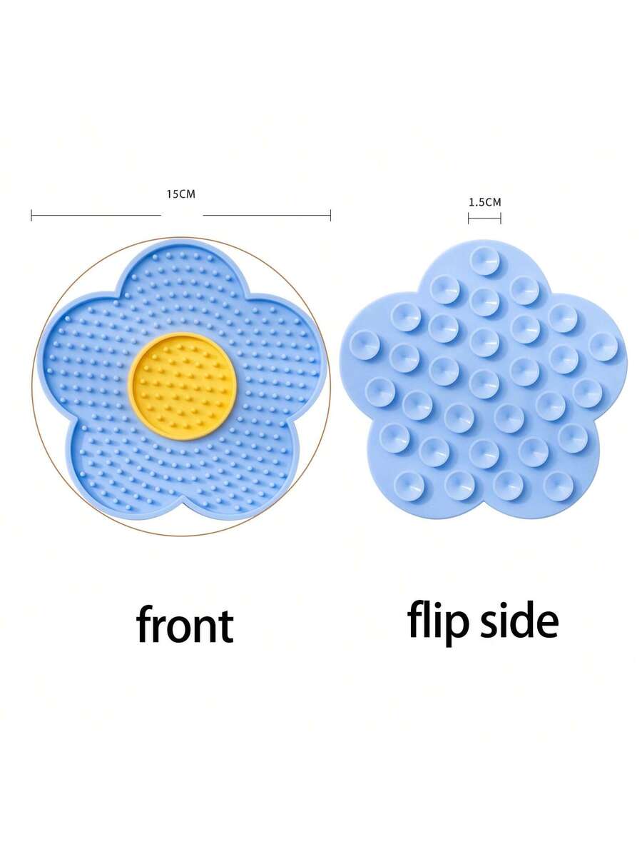 Multicolor flower-shaped silicone cat lick mat with suction cups for dogs and cats