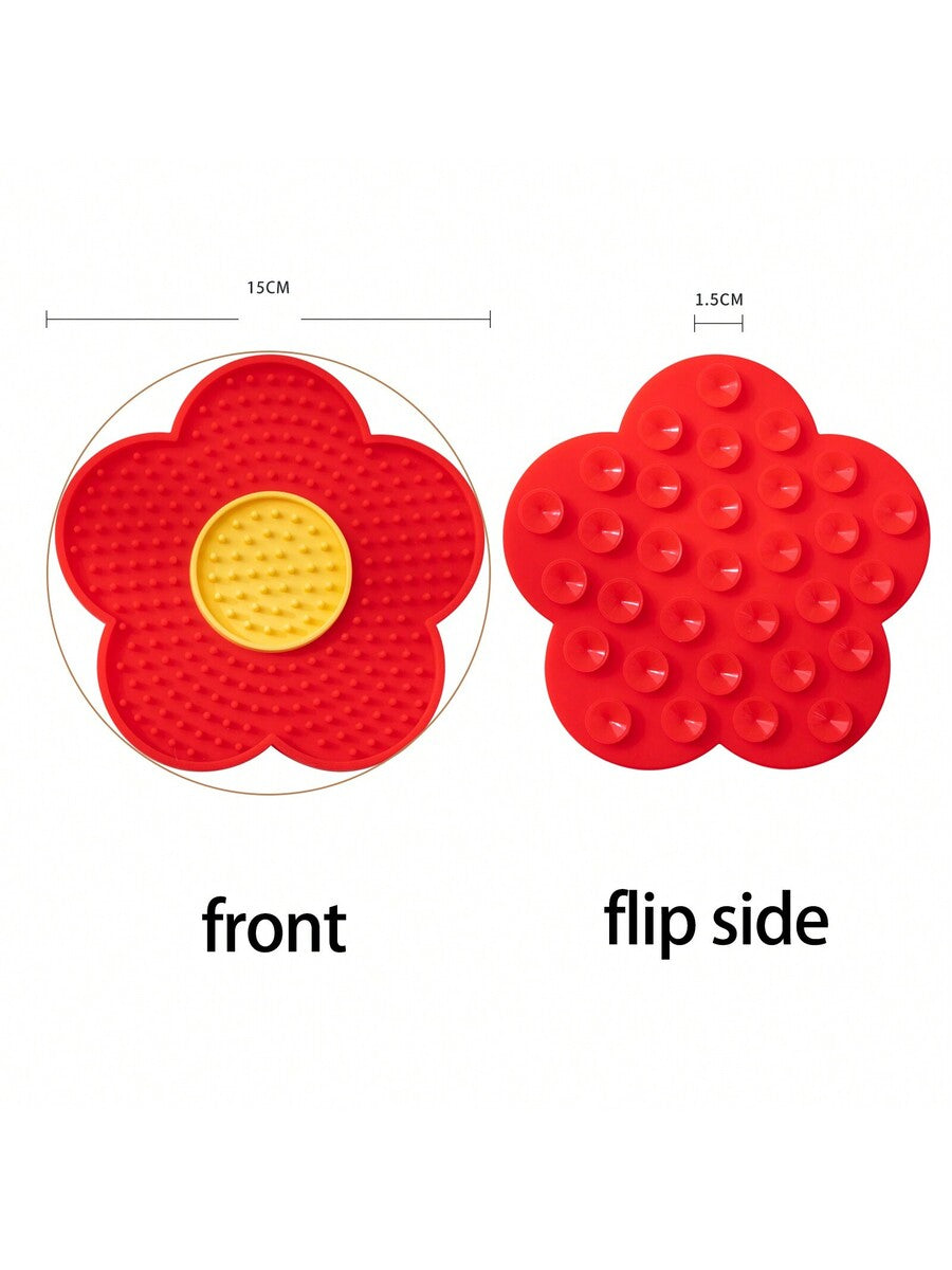 Multicolor flower-shaped silicone cat lick mat with suction cups for dogs and cats