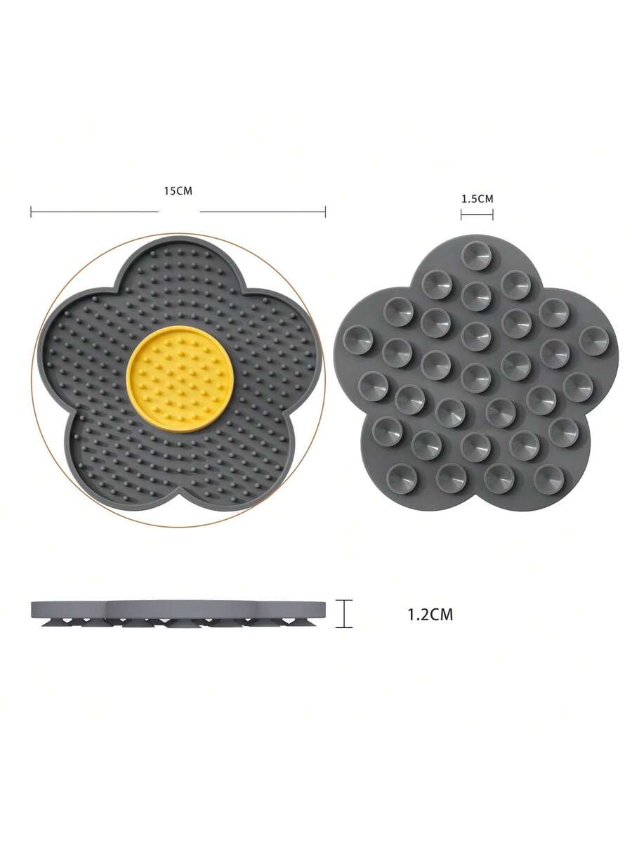 Multicolor flower-shaped silicone cat lick mat with suction cups for dogs and cats